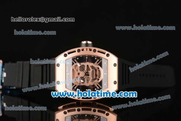 Richard Mille RM52-01 AN CA-CE Swiss ETA 2671 Automatic Rose Gold Case with Black Rubber Bracelet White Markers and Skeleton Dial - 1:1 Original - Click Image to Close